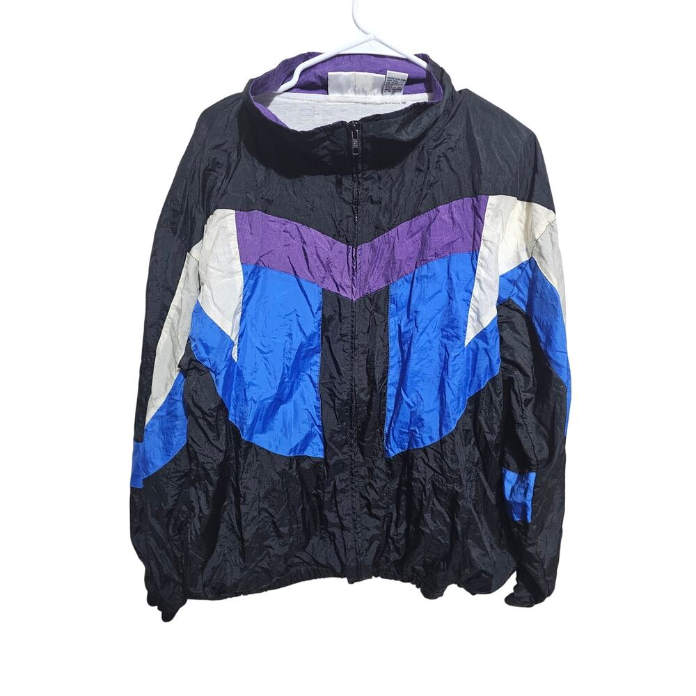 Vintage Gitano Windbreaker 90s 80s  Medium Color Block Jacket Blue Purple(910)